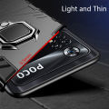 Biruiqu For Xiaomi Pocophone M4 Pro 4G Poco M4 Pro 4G Soft TPU+Hard PC Black Panther Shockproof Slim Protective Case Cover with Kickstand. 