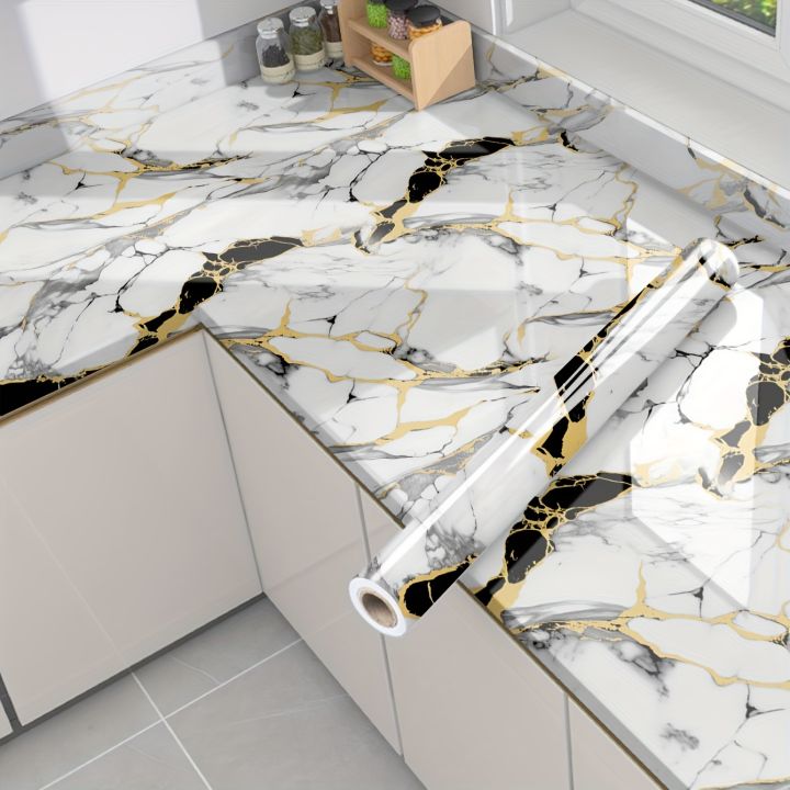 Marble Sheet - Marble Sheet Sticker - Marble sheet for kitchen - 60cm x 100cm/200Cm Marble Sheet Texture Design PVC Waterproof Self adhesive Wallpaper Sticker sheet Furniture New Skin Kitchen Cab Sheets / wallpaper for kitchen Available ( Different Sizes)