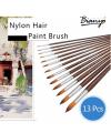 BN-8004 13 pcs long round handle pointed shape artistic acrylic painting brush set. 