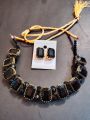 Premium Quality Balck Stones Choker Necklace With Earrings Set/Jewellery For Girls & Woman. 