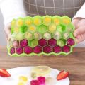 Silicone Honeycomb Ice Cube Tray with Lid – 37 Cavity Flexible BPA-Free Ice Mold – Reusable Ice Cube Maker for Freezer, Chocolate, Baby Food, Cocktails & More – Multicolor – Easy Release. 
