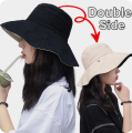 Summer Double-sided Bucket Hats Versatile Style Fashion Big Brim Foldable Solid Color Sun Hat Women Outdoor Beach Visor UV Protection Caps Fisherman Cap For Travel 1Pcs. 