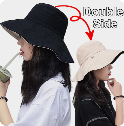 Summer Double-sided Bucket Hats Versatile Style Fashion Big Brim Foldable Solid Color Sun Hat Women Outdoor Beach Visor UV Protection Caps Fisherman Cap For Travel 1Pcs