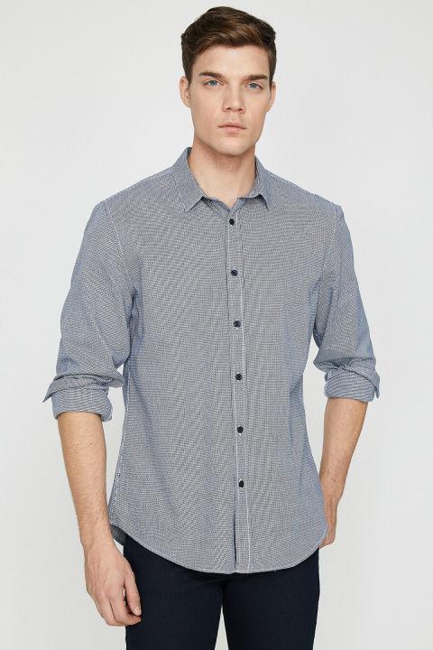 Koton%20Men's%20Navy%20Blue%20Button%20Detailed%20Shirt%209KAM64336OW%20-%20Image%203
