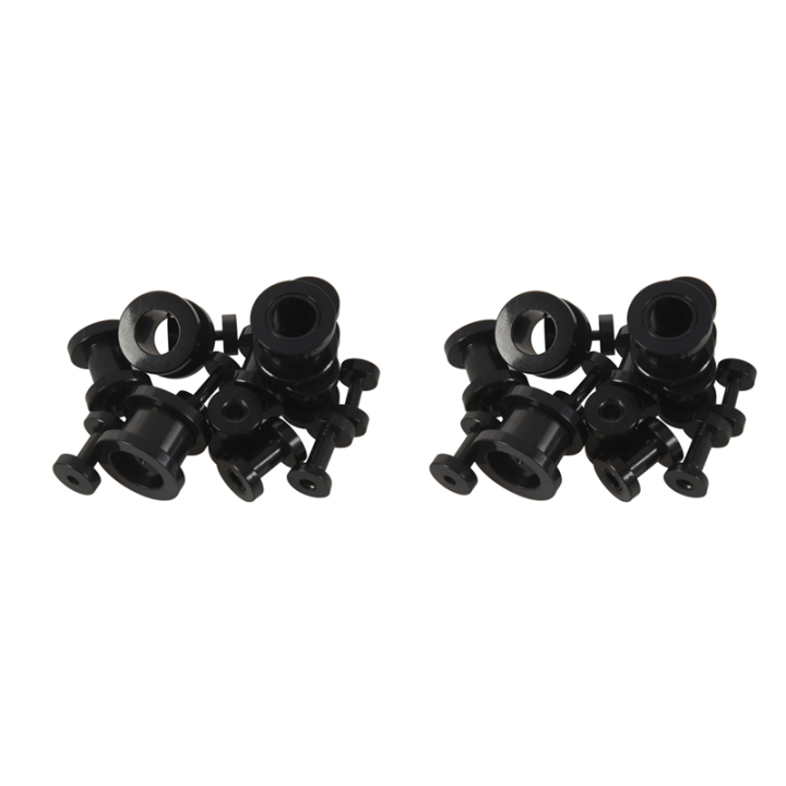 Stainless Steel Ear Tunnels Plugs Ear Stretchers Expanders 1.6-10mm Set of 32Pcs Black