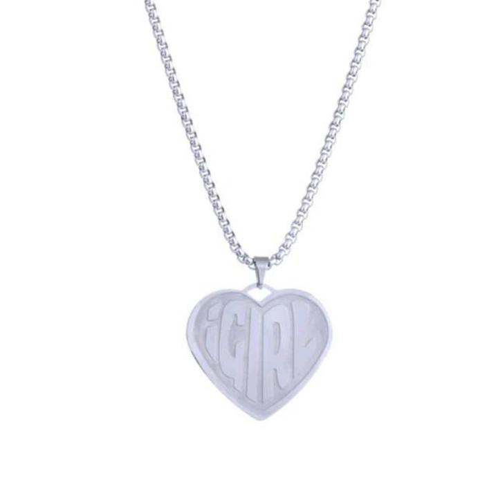 Stainless Steel Female Gothic Symbol Internet She Devil Igirl Choker Necklace Women Streetwear Heart Pendant Chain Necklace
