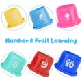 Stacking Cups Baby Toy For Kids Educational Set for Toddlers With Printed Animals, Numbers, Colors + Interactive Bear Stackable Nesting Cup For Birthday Gifts. 