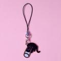 Funny Bottle Cat Lanyard for Phone Case IPhone Huawei Samsung Black Kitten Keychain for Women Cute Mobile Phone Strap Key Chains. 