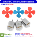 3pcs Small DC Motor with 2mm Shaft + 3pcs Propellers for DIY, Toys, Arduino & Robotics Projects by Electrica. 