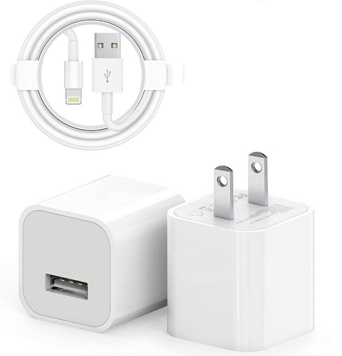 5W USB POWER ADAPTER-Lightening With USB Cable - 5 Watt Charger Adapter and Cable Compatible for iPhone 5/5S/6/6S/6Plus/7/7Plus/8/8Plus/Xr/Xs/X/Xs/Xs Max/ 11/11Pro/11Promax Etc., White