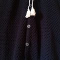 Stylish & Trendy Navy Blue Color Handmade Woolen Cardigan for Women / Navy Blue Sweater for Girls / V-Neck Sleeveless Sweater for Women / Front Open Cardigan for Ladies. 