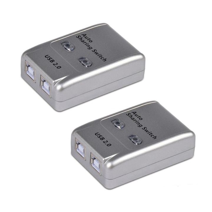 2X USB 2.0 Auto Sharing Switch 2 Port HUB Adapter Switcher for 2 PC Printer USB Switch Devices Support Windows