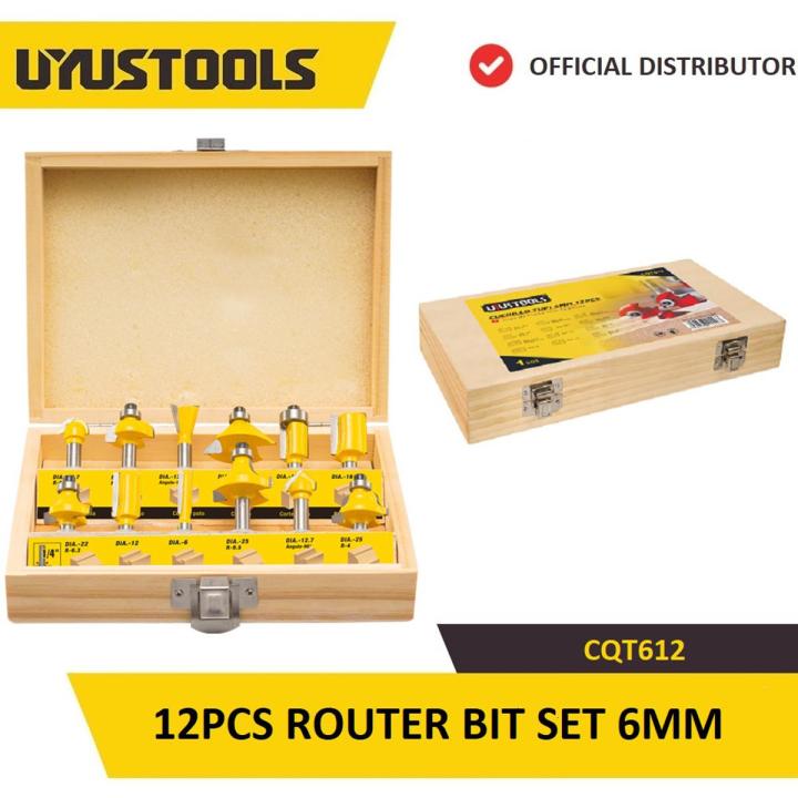 UYUSTOOLS CQT612 12PCS ROUTER BIT SET 6MM