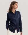 Pure Silk Long Sleeve Collared Blouse for Women, Retro Button-Down Shirt, Available in Multiple Sizes. 