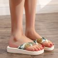 2022 Summer Floral Printing Slippers Women Bohemian Satin Strap Platform Wedge Flip Flops Outdoor Thick Bottom Beach Shoes. 