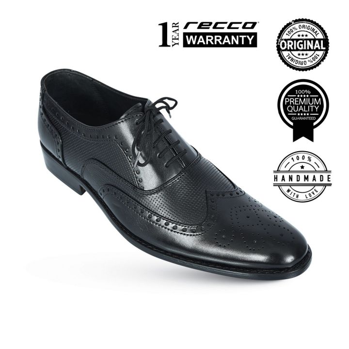 RECCO Genuine Leather Handcrafted Be speckled Leather Brogue Shoe REC311 Color Black / Dual Shaded Brown Size 39 - 44 For Men's