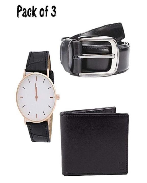 Pack%20Of%203%20Casual%20Leather%20Belts,Wallet,Watch%20For%20Boys%20Black%20-%20Image%203