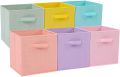 Fabric Storage Bins, Durable Fun Colored Storage Bins with Handles, Collapsible Baskets for Home, Kids Room, Closet and Toy Organization. 