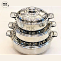 Hot Pot 3-Piece Set  | Rex Premium Quality Stainless Steel Hot Pot 3-Piece Set with Side Lock - Double Body, 2L, 3L, 5L Capacity, Hot/Cold Food Warmer, Export Quality. 