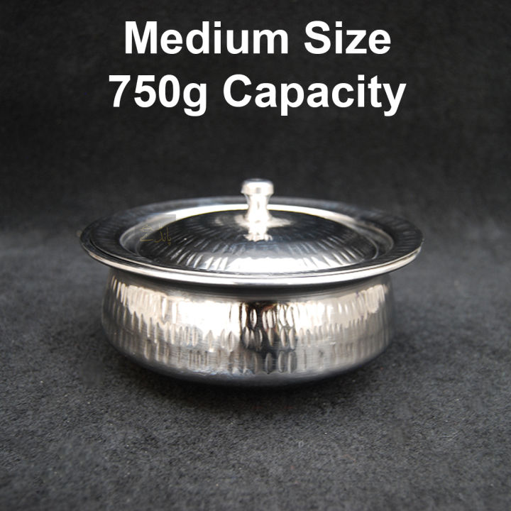 Steel Handi | 750g capacity | 7 Inch | Hammered Design | Stainless Steel Handi