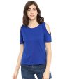 Pure Poly-Cotton Half Sleeves Ladies Cold shoulder off shoulder cut shoulder stylish tshirts t shirts tops shirts for women girls womens for summer latest design. 