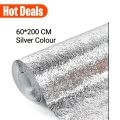 60x200cm Self Adhesive Aluminium Foil Sticker Roll, Oil Proof Waterproof Aluminium Sheet DIY Wallpaper, Backsplash Aluminium Sticker for Home, Kitchen, Stove, Cabinet, Wall, Drawers, Furniture, Silver Colour. 