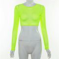 Swimsuit Cover-Ups Women Long Sleeve T-Shirt Tee Shirt Tops Transparent T Shirt Mesh Ladies Clothes Bikini Cover Up Top. 