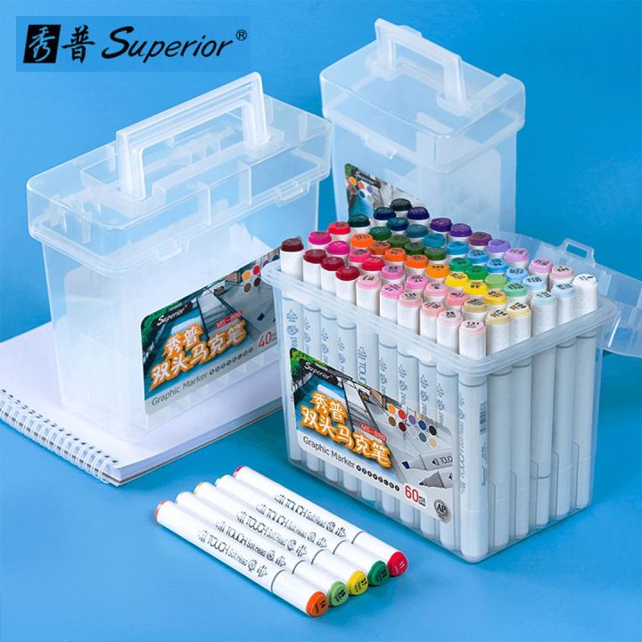 Superior Dual Tip Alcohol Base Graphic Markers Set Colors