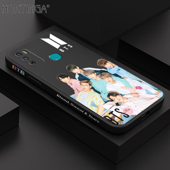 Hontinga for Infinix Hot 9 Play Back Cover Fashion Cool BTS Side Design Case Square Edge Liquid Silicone Phone Case