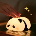 Cute Panda Small Night Lamp ，LED Soft Novelty Animal Small Night Lamp ， Edible silicon 3 Grade Dimmable Breastfeeding Parenting Small Night Lamp ， For Room Decoration. 