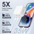 iPhone Original Charger 20W/25W/35W Power Adapter With Type C To Lightening, Type C to Type C and USB to Type C.Gives Super Fast Charging Experience To All Iphone Models. 