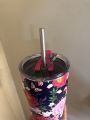 Steel floral sipper cup. 