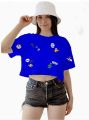 Printed High Quality Crop Top Half Sleeve Tshirts For Women And Girls. 