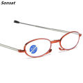 Fashion MINI Design Telescopic Reading Glasses Men Women Folding Small Glasses Frame Black Metal With Original Box Portable. 