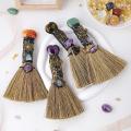 Magic Witch Wicca Altar Broom Witchcraft Accessories Crystal Point Wand Gemstone Feather For Cleansing Healing Decor. 