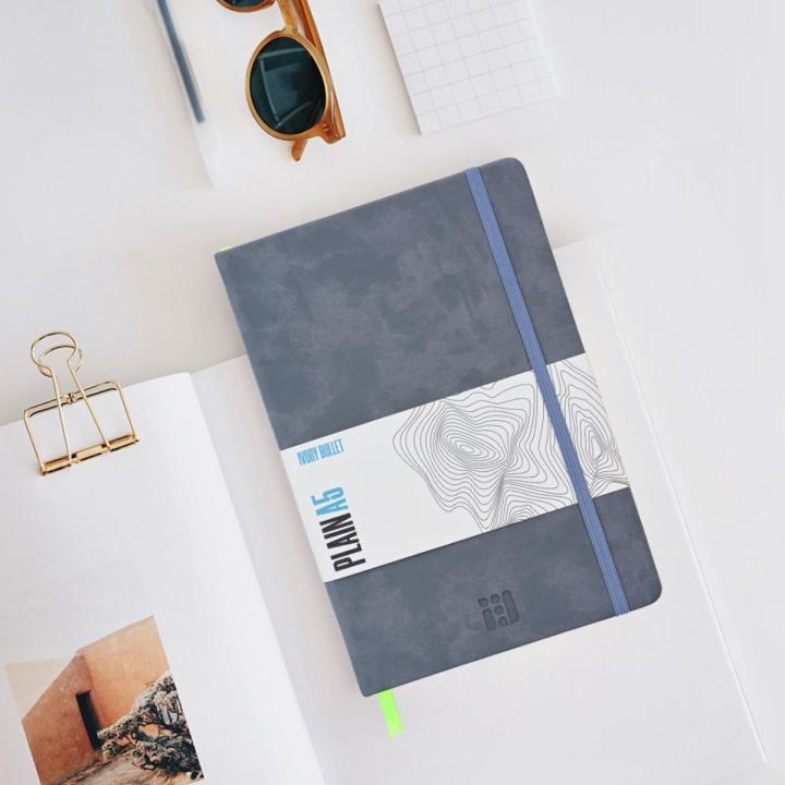 A5 Plain Journal, Notebook, Diary. 120 gram/sm Ultra Thick Grainless Pages, 160 Blank Sheets, Premium Vegan Leather Hard Cover,, Pocked in the back , Bookmark and Elastic Enclosure, 100% Recycled Ivory Color Pages, Round Corners