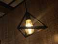 Triangle Lamp Indoor Unique Geometric Vintage Styled Bulb Fixture Hanging Ceiling Warm Shade Black Aluminum Body Triangle Shaped Pendant Light. 