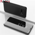 For Samsung Galaxy Note 20 Ultra Phone Case, Smart Clear View Cover Flip Stand Mirror Casing. 