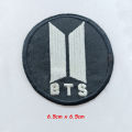 BTS official logo K pop band Korean music band BTS army embroidery patch Iron On Patches Sew On Patch in black and white color. 