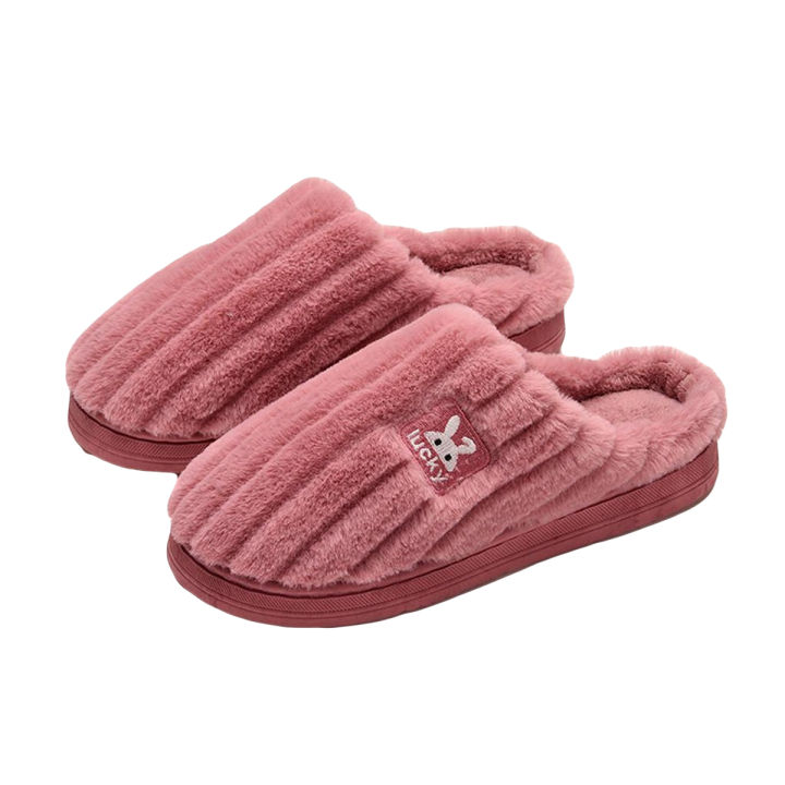 Mens Women's Couples Rabbit Warm Non-slip Floor Home Slippers Bedroom Shoes