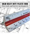 12-Inch Triangular Architect Scale Ruler with Imperial Measurements Durable Aluminum Construction Precision Tool for Architects, Engineers, Draftsmen & Students 3-Sided Design with 6 Scales. 