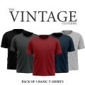 The Vintage Clothing Pack of 5 plain half sleeves Tshirt For Men for men. 