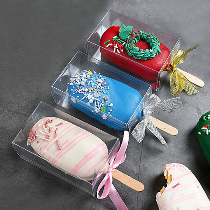 10pcs Transparent Cakesicle Boxes Gift Plastic Box Ice Cream Shaped Boxes Gift