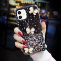 For iPhone 11 Back Cover Luxury Bling 3D Diamond Butterfly Shining Gold Foil Girls Cases Space Glitter Stars Soft Silicone Mobile Phone Protective Case. 