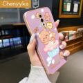 chenyyka For OPPO Reno Z Case Plating Side Edge Square New Design Phone Cases Clear Bear Pattern Silicone Casing Full Back Cover Camera Protect Shockproof Softcase. 