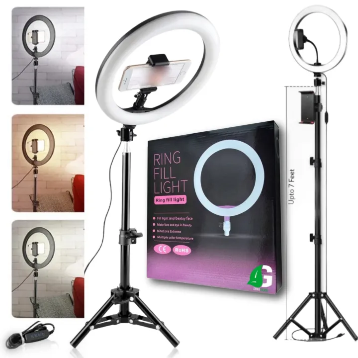 26cm%20Ring%20Light%20with%207ft%20Aluminium%20Tripod%20Stand%20&%20Mobile%20Holder%20(3%20colors)%20-%20Image%202