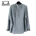 Men Long Sleeve Shirt Stylish Ethnic Print Men's Casual T-shirt Slim Fit Long Sleeve Stand Collar Trendy Spring/fall Shirt for Southeast Asian Fashion Enthusiasts Men Shirt. 