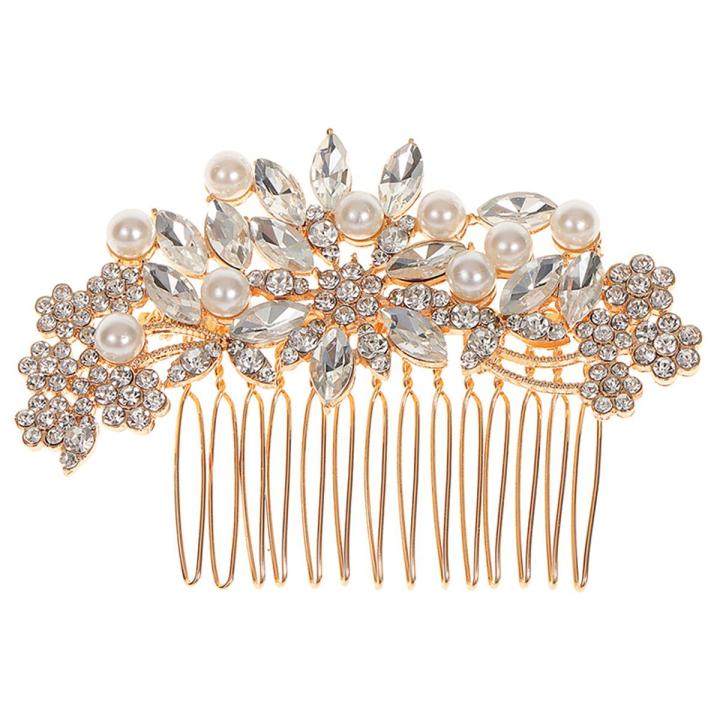 Rhinestone Pearl Bride Wedding Hair Comb Hair Side Comb Bridal Hair Clips Bridal Hair Accessories Crystal Hair Jewelry For Women And Girls Yao Store