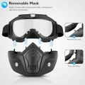 DETACHI Motorcycle Goggle mask Anti Scratch UV Protective Face Mask, Bike Riding Goggles Mask With Detachable Face Mask, Adjustable Elastic Strap Goggles Mask For Helmet Transparent Visor. 