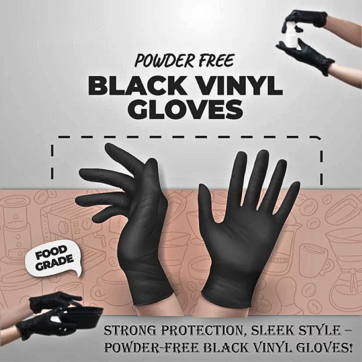 Black Vinyl Gloves Disposable Powder-Free & Latex-Free ( 2–100 Pieces ) - Vinyl Gloves for Versatile Use: Medical, Food Handling, Cleaning, Lab Work, DIY Projects, Gardening, Pet Grooming, Painting, PVC (polyvinyl chloride) X-Large ( Extra Large )